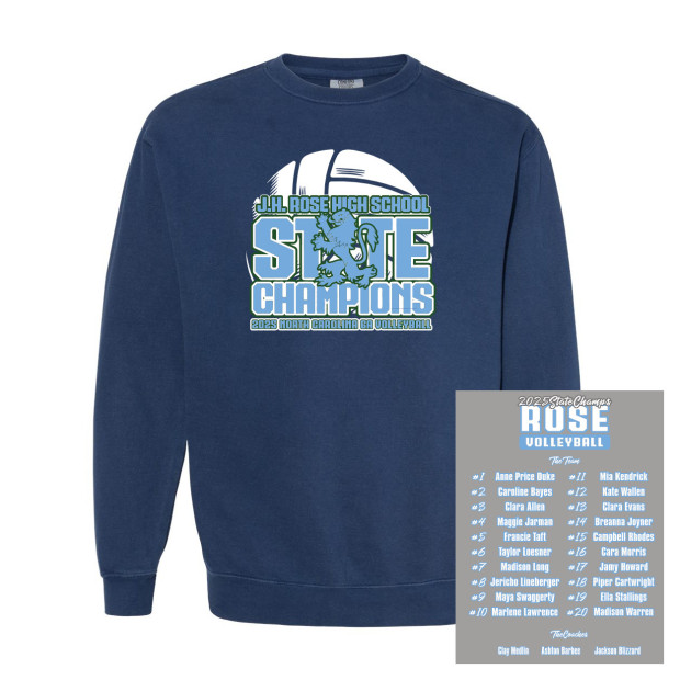 JH JH Rose Volleyball State Champions | Rampant State | Comfort Colors - Garment-Dyed Sweatshirt JH JH Rose Volleyball State Champions | Rampant State | Comfort Colors - Garment-Dyed Sweatshirt