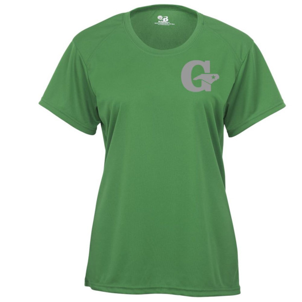 GLL All-Stars Ladies Performance Tee | Green with Grey Print GLL All-Stars Ladies Performance Tee | Green with Grey Print