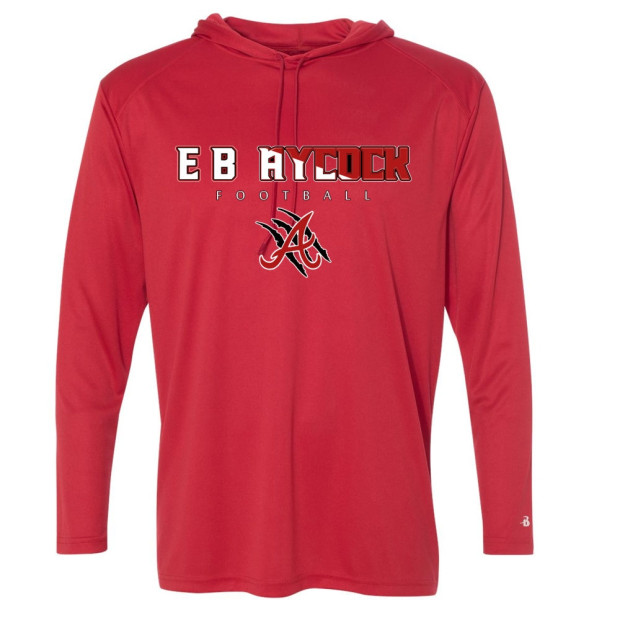 EB Aycock Football Hooded Performance T-Shirt | Word Logo EB Aycock Football Hooded Performance T-Shirt | Word Logo