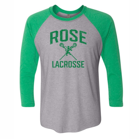 JH Rose Lacrosse | Unisex Raglan Triblend T-Shirt | Distressed Rose Lacrosse Logo