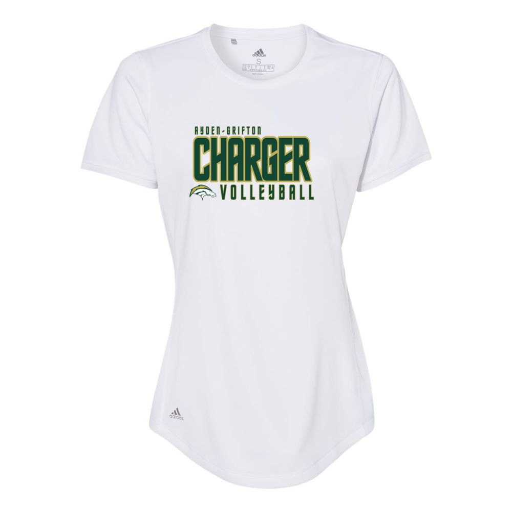 Ayden-Grifton Volleyball | Charger Word Logo | Adidas Sport Tee | Ladies & Unisex