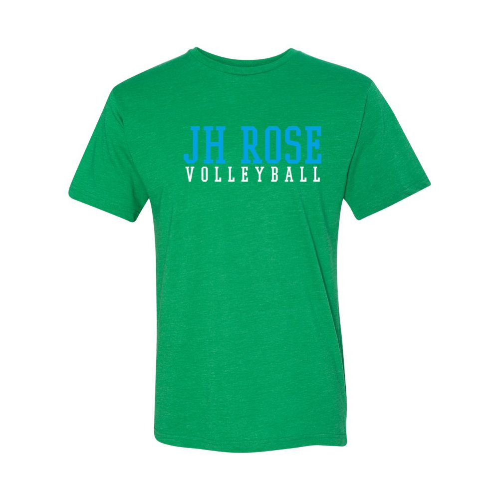 JH Rose Volleyball Cotton Tee | College Block Logo | Multiple Colors