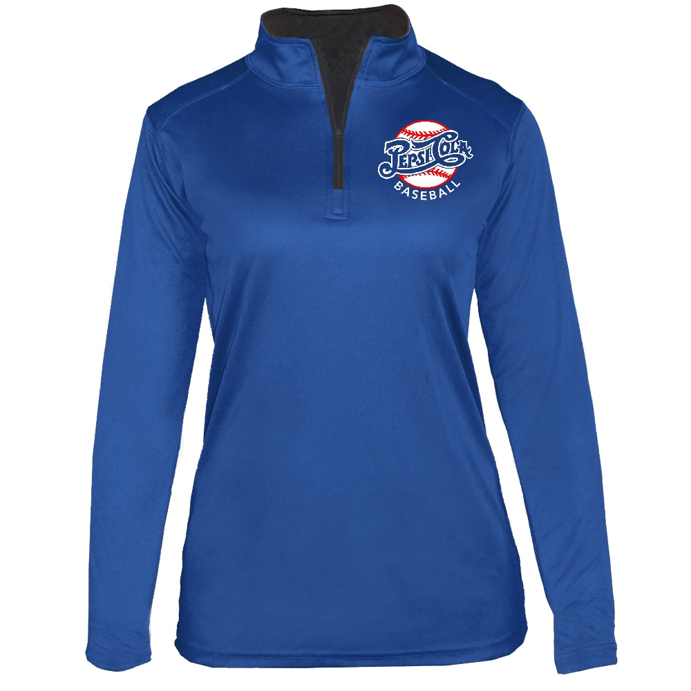 Pepsi Circle Logo Ladies 1/4 Zip Long-Sleeve Performance Tee