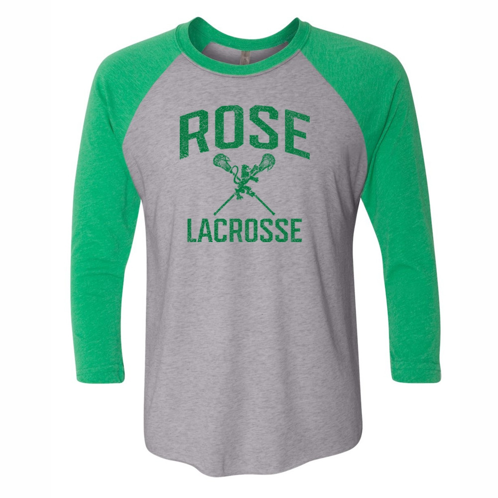 JH Rose Lacrosse | Unisex Raglan Triblend T-Shirt | Distressed Rose Lacrosse Logo