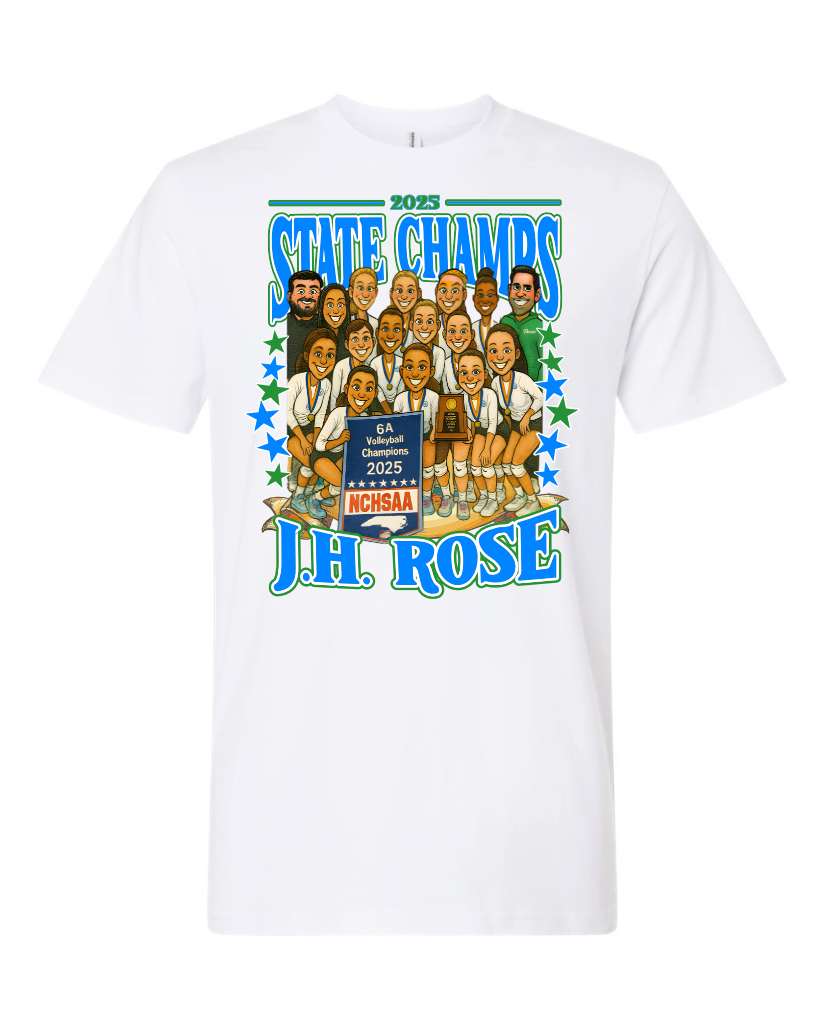 JH Rose Volleyball State Champions | Retro Team Caricature Design | Unisex Premium T-Shirt