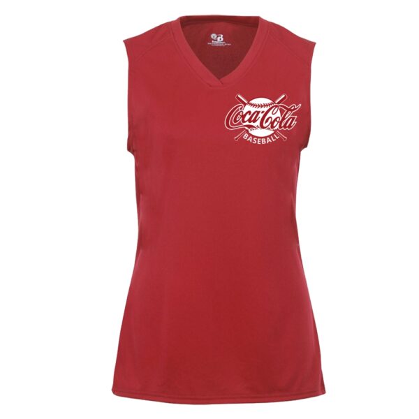Coke Ladies Sleeveless V-Neck Performance Tee | Small Logo