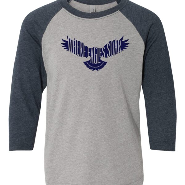 2017 Eagles Soar | Eastern Elementary Raglan Sleeve Tee | Grey/Navy
