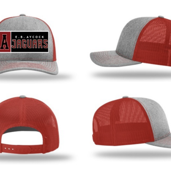 EB Aycock Mesh Trucker Hat | HeatherGreyLightCharcoalVarsityRed