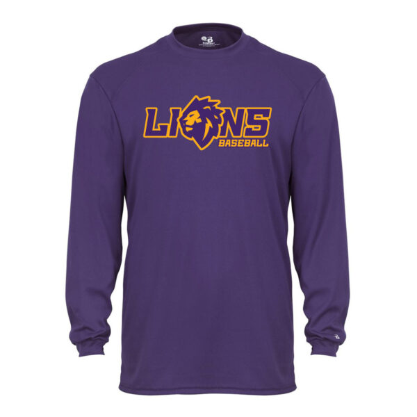 Lions Baseball | Lion Head Logo | Long-Sleeve Performance Tee