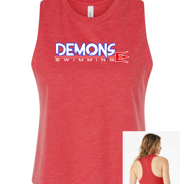 Darnestown Swim Team | Block Logo | Cropped Muscle Racerback Tank Top