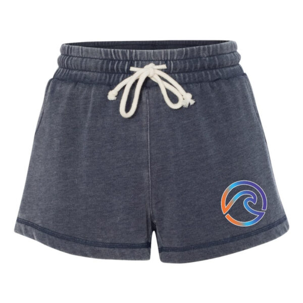 EC Beach | Women’s Enzyme-Washed Rally Shorts | Orange Wave